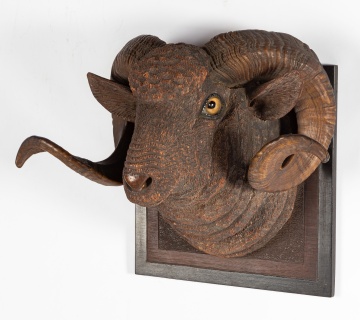 Henry Leach (American, 1809-1885) Folk Carving Ram Head
