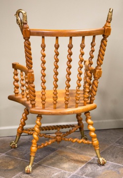 Attributed to Merklen Brothers Carved Oak Arm Chair