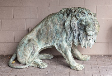 (2) Life-Size Zinc Garden Lions