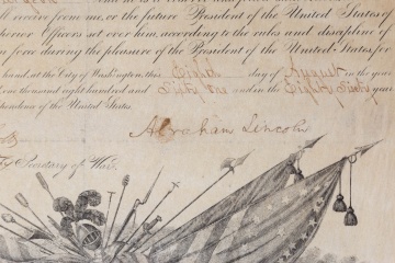 Abraham Lincoln Signed Document with Portrait Engraving