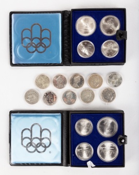 (2) Canadian 1976 Un-circulated Sterling Silver Commemorative Olympic Set & Silver Dollars