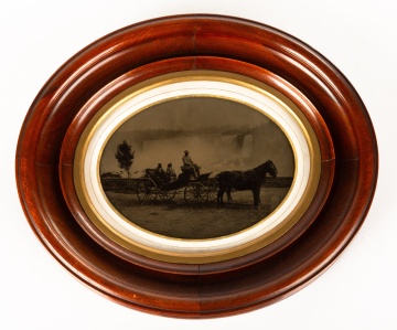 Full-plate Ambrotype Depicting a Horse-drawn Carriage and Niagara Falls