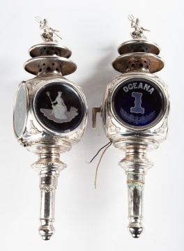 Pair of 19th Century Oceana 1 Fire Pumper Lanterns