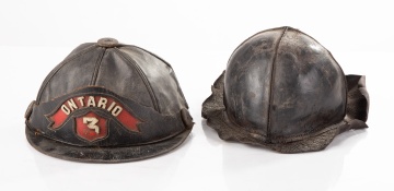 Two 19th Century Leather Fireman Helmets