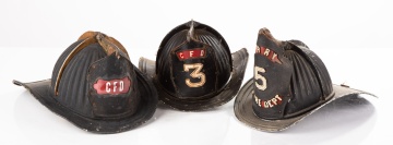 (3) Metal Fireman's Helmets 