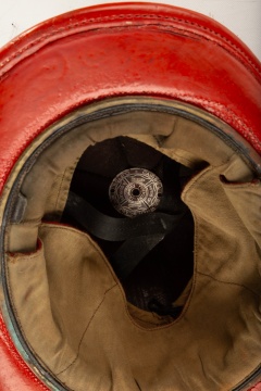 Leather Texaco Fireman's Helmet & Three Metal Helmets 
