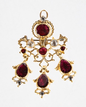 Ladies Georgian 14K Gold & Garnet Brooch