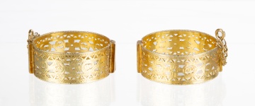 Pair of Ladies Pierced Gold Bangles