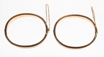 Pair of Ladies Victorian Gold & Black Enameled  Bracelets