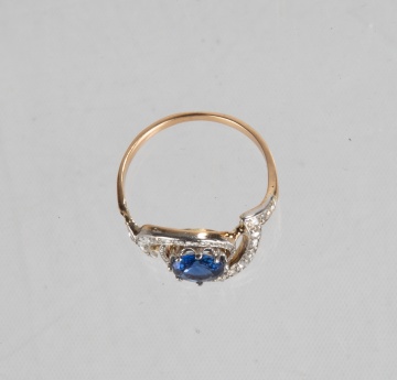 Art Deco Gold, Platinum, Sapphire & Diamond Ring