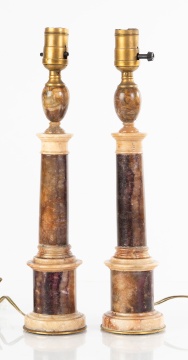 Pair of Early 20th Century Blue John Marble Lamp  Bases