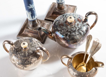 (2) Wedgwood and Silver Plate Candlesticks