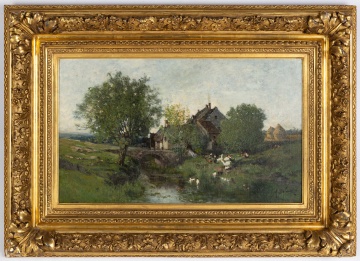 Alexandre DeFaux (French, 1826-1900) "Farmstead in Normandy"