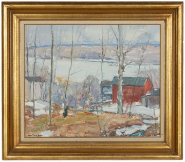 Milton Holm (American, 1903-1999) "Hillside, Conesus Lake, Late March"