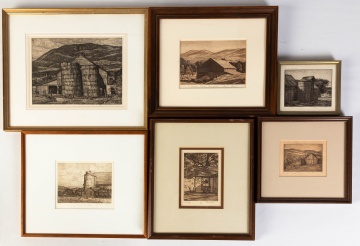 (6) Etchings by Luigi Lucioni (American,  1900-1988)