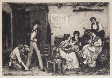 (8) 19th Century French Etchings on Silk