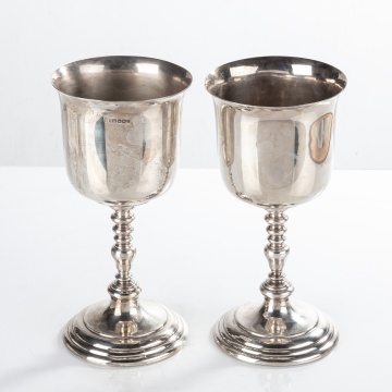 Pair of English Silver Goblets/Chalices