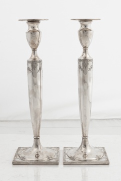 Pair of American Silver Candlesticks