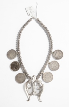 Native American Navajo F. L. Begay Necklace with  Silver Dollars