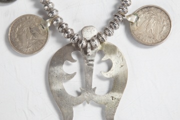 Native American Navajo F. L. Begay Necklace with  Silver Dollars