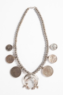 Native American Navajo Sterling Silver Necklace with Coins