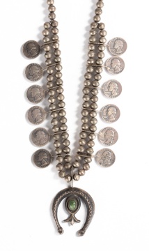 Navajo Silver Coin Squash Blossom Necklace