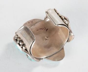 Large Navajo Sterling Silver & Turquoise Bracelet