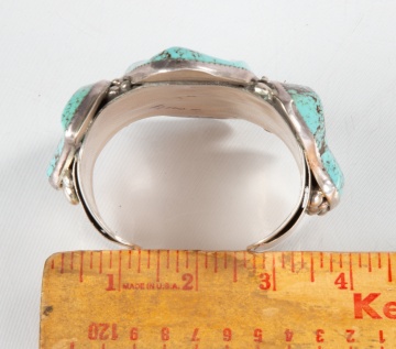 Large Navajo Sterling Silver & Turquoise Bracelet