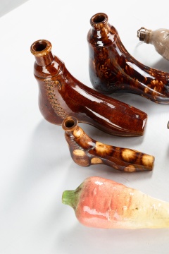 19th Century Rockingham & Assorted Flask /  Decanters