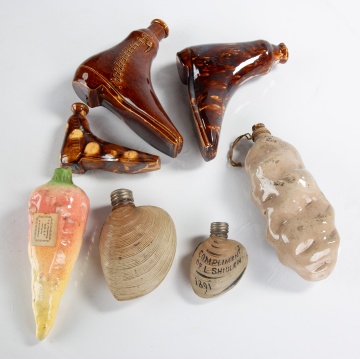 19th Century Rockingham & Assorted Flask /  Decanters