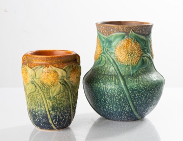 Two Roseville Sunflower Vases