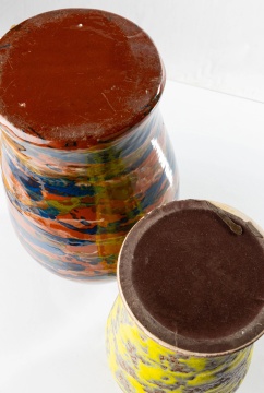 Peters & Reed Marbleized Floor Vase & Royal Haeger Lemon Peel Vase