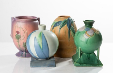 Four Roseville Futura Vases