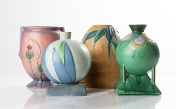 Four Roseville Futura Vases