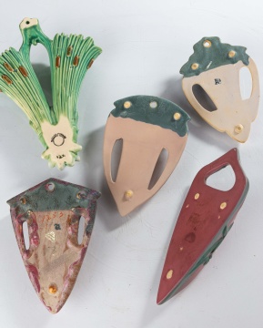 Five Roseville & Weller Wall Pockets