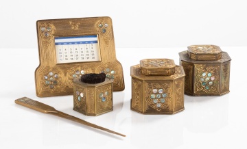 Tiffany Studios Dore & Abalone Pearl Desk Accessories