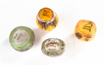 Four Daum Nancy Miniature Cameo Glass Cabinet  Pieces