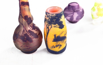 Seven Miniature Cameo Glass Cabinet Pieces