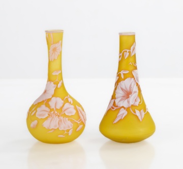 Two Thomas Webb, Miniature Cameo Glass Cabinet  Vases