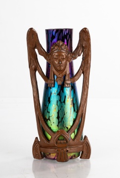 Viennese Art Nouveau Mounted Bohemian Glass Vase