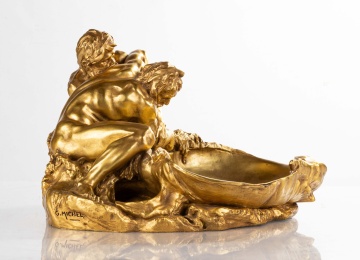 Gustave Michel (French, 1851-1924) Vide-de-poche "The Wrestlers"