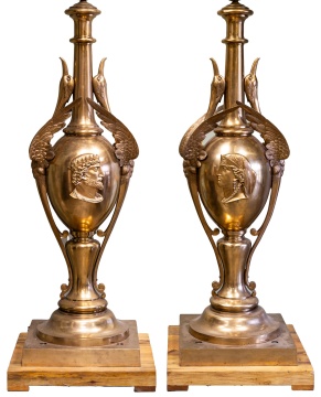 Pair of Monumental Architectural Aesthetic Movement Bronze Torcheres