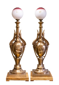 Pair of Monumental Architectural Aesthetic Movement Bronze Torcheres