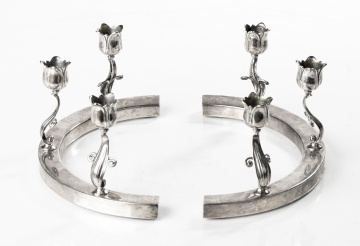 J. Wagner & Son (1909-1965) Pair of Three Light Tulip Candlesticks