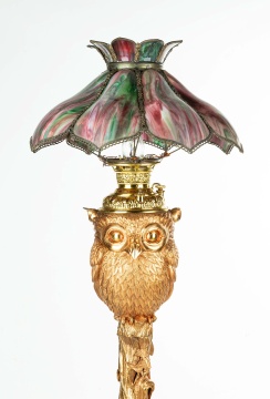 Bronze and Gilt Japanese Meiji Floor Lamp with Owl