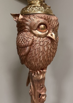 Bronze and Gilt Japanese Meiji Floor Lamp with Owl
