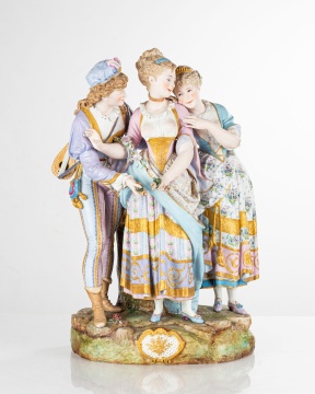 German Painted Bisque Figural Courting Scene
