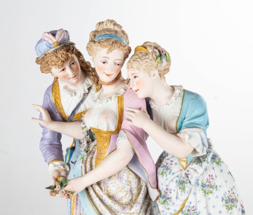 German Painted Bisque Figural Courting Scene