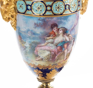19th Century Pair of Sevres Style Covered Urns