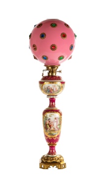 Royal Vienna Hand Painted Porcelain Oil Lamp